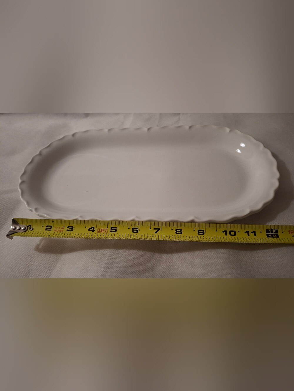 Vintage Ceriart Scalloped White Ceramic Serving Platter